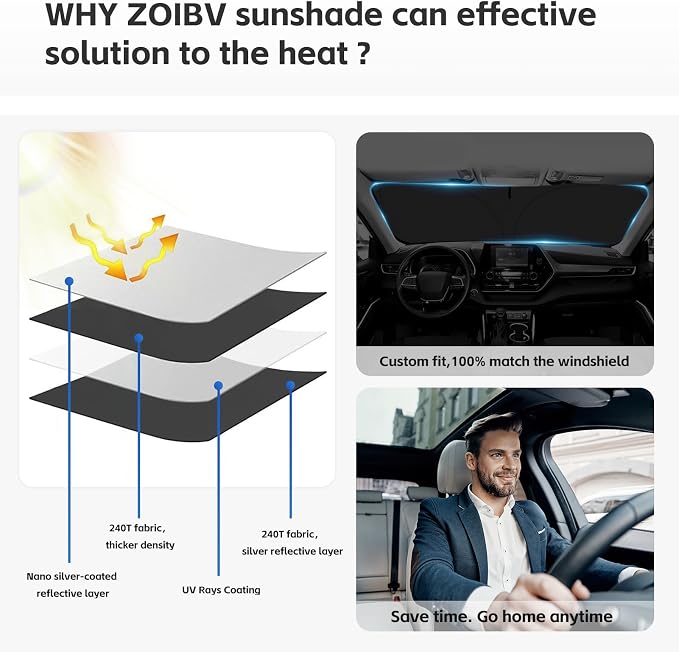 Sun Shade Sunshade for Volkswagen Jetta Windshield Cover, 4-Layer Front Window - Image 4