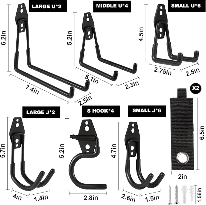 Garage Hook Heavy Duty Wall Storage Hangers, 26 Pack Garage Storage Hooks Steel - Image 2