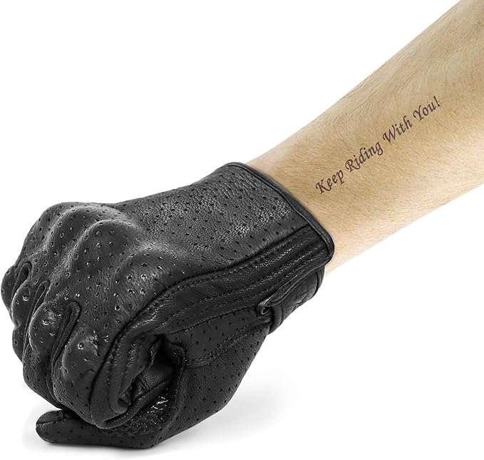 Updated Men’s Leather Motorcycle Gloves - Image 4