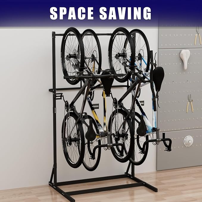 Freestanding Bike Storage Rack, Vertical Bike Holder Holds Up to 5 Bikes - Image 9