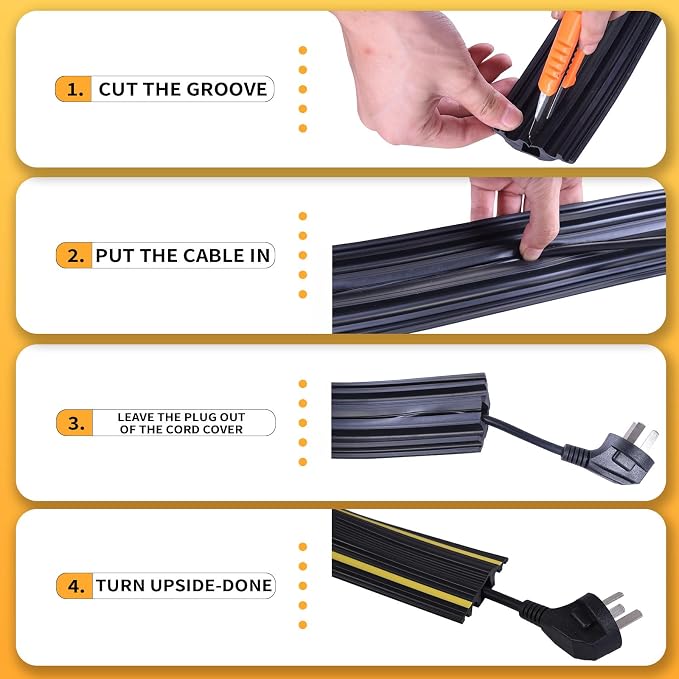 10FT Cord Cover, Flexible Floor Cable Cover, Cord Hider to Organize and Protect - Image 4