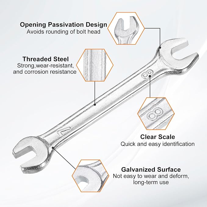 HARFINGTON Double Open End Wrench 7mm x 8mm Metric 15 Degree Offset Angle Small - Image 4
