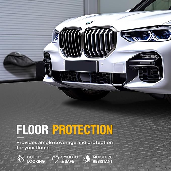 TUFFIOM 7.5 x 20 FT Garage Floor Mat, Thickened Diamond Plate PVC Garage Mats - Image 2