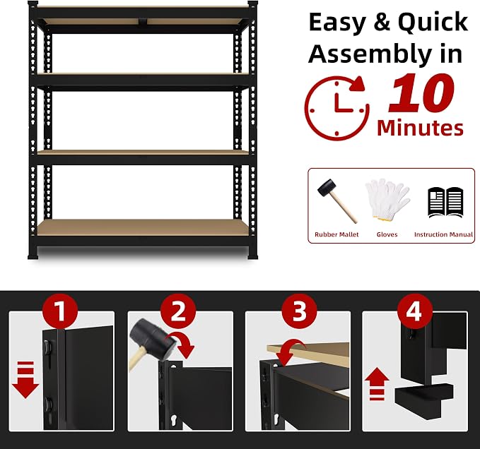 4 Packs 36" W x 16" D x 55" H Adjustable Garage Storage Shelves - Image 7