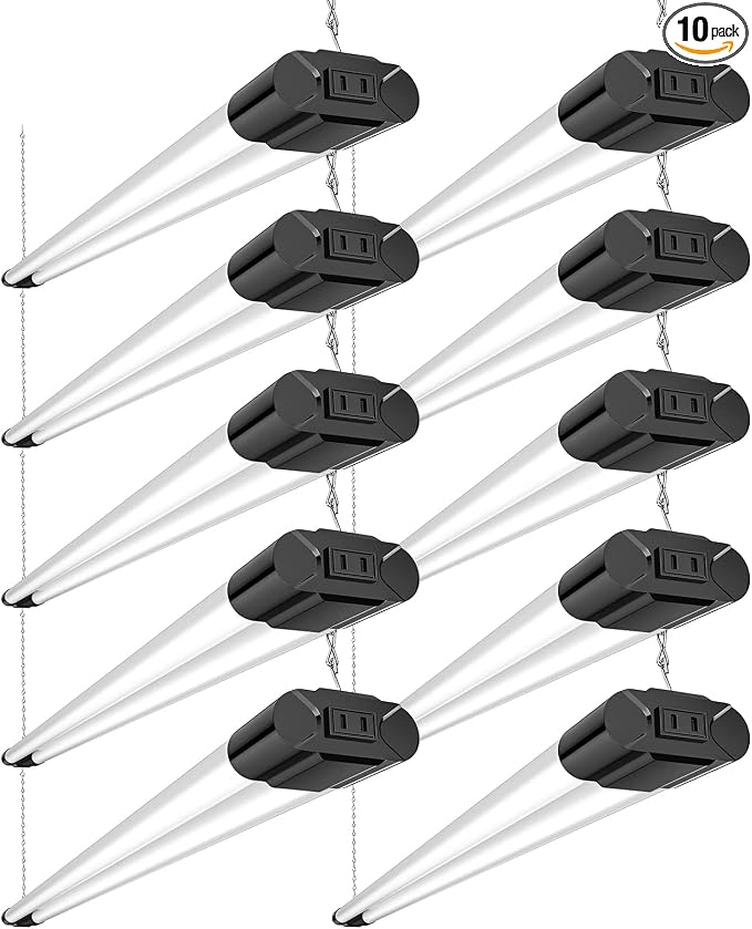 BBOUNDER 10 Pack Linkable LED Utility Shop Light, 4400 LM, 6500K Cool Daylight by BBOUNDER