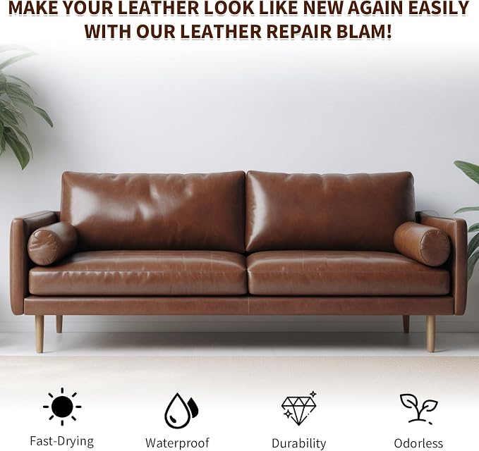 Medium Brown Leather Recoloring Balm, Leather Couch Scratch/Stain Remover - Image 7