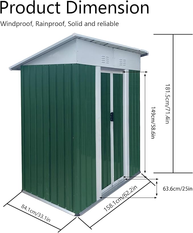5x3 FT Outdoor Storage Shed - Image 3