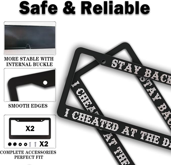 License Plate Frames Black and White License Plate Frame Holder Stay Back I - Image 4