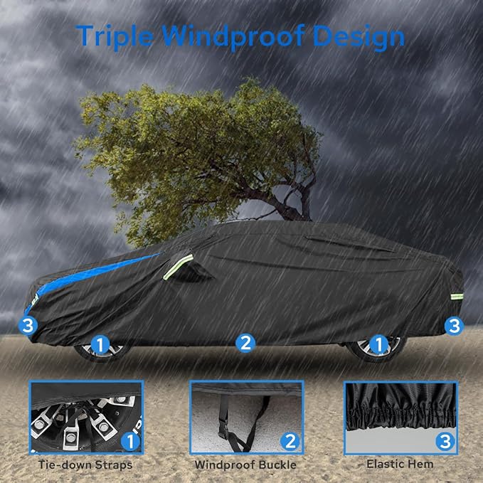 Avecrew Car Cover Custom Fit for Honda Accord, Waterproof All Weather Full - Image 4