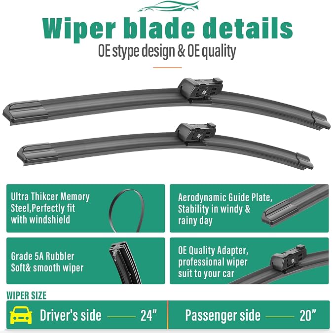 24" 20" 14" Windshield Wiper Blades Replacement - Image 3