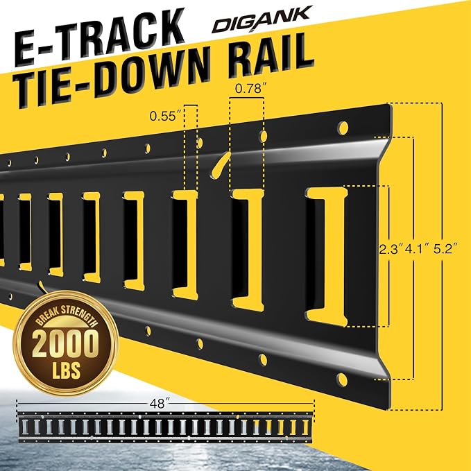E Track 4'（4 Pack） with Powder-Coated Steel Trailer Tie Down - Image 2