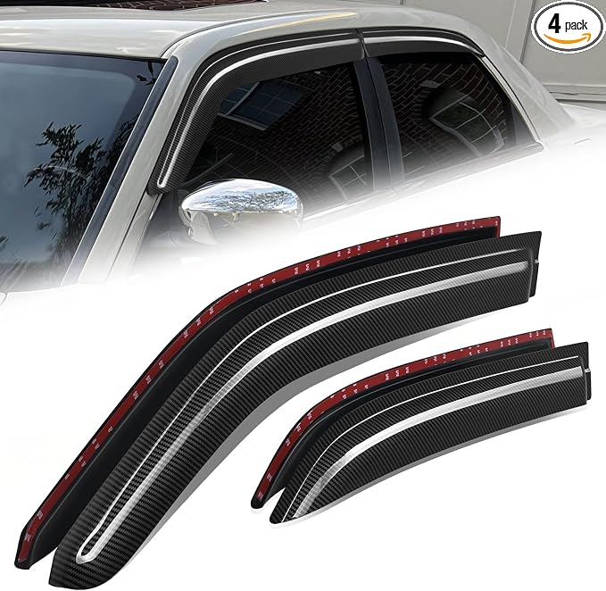 Auto Dynasty 4Pcs Carbon Fiber Pattern Window Visors Compatible by AutoDynasty
