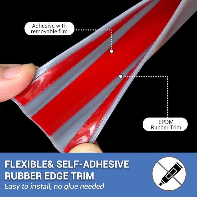 Rubber Edge Trim, Flexible Edge Banding, 1/2" U Channel Furniture Edge Protector - Image 3