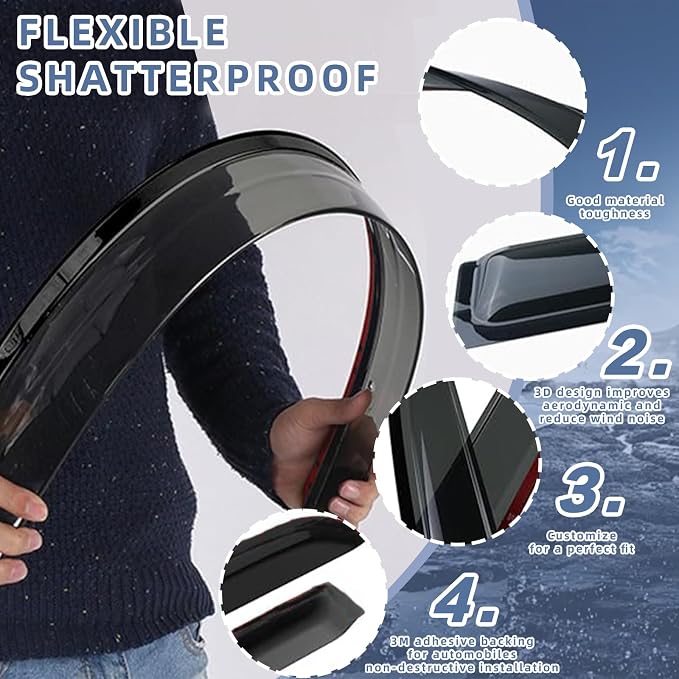 Window Visors Rain Guards fits 2010-2015 Prius, Out-Channel Window Wind - Image 4
