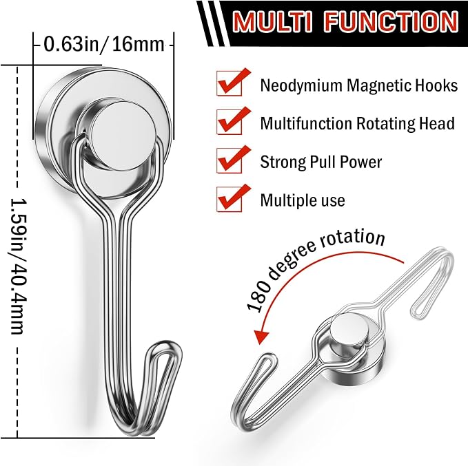 FINDMAG 50 Pack Magnetic Hooks, 30 LB+ Magnet Hooks - Image 2