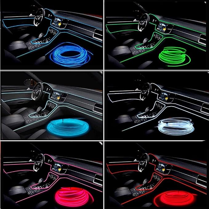 El Wire White Interior Car LED Strip Lights, 5M Neon Wire USB 5V - Image 6