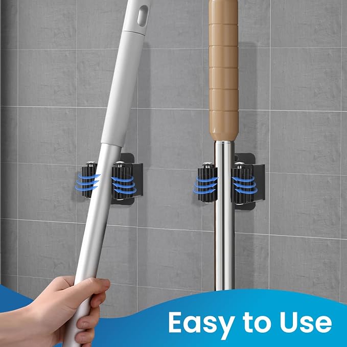 Broom Holder Wall Mount, Stainless Steel Heavy Duty Mop Holder Broom Mop Hanger - Image 5