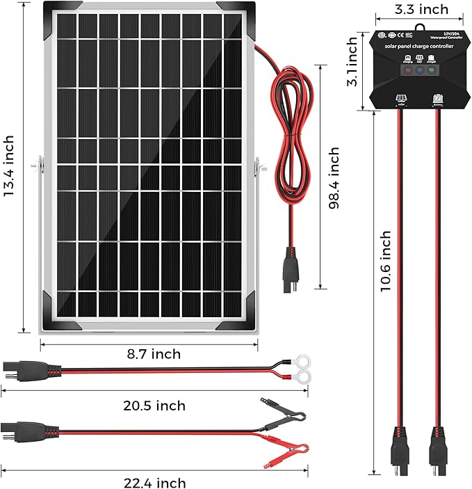 Solar Battery Trickle Charger: 10 Watt 12V Solar Panel Maintainer - Image 6