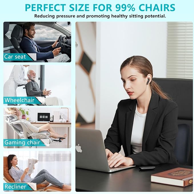 FLORICH 3 PCS Seat Cushion for Carseat Lumbar Support Pillow Car Neck Headrest - Image 5