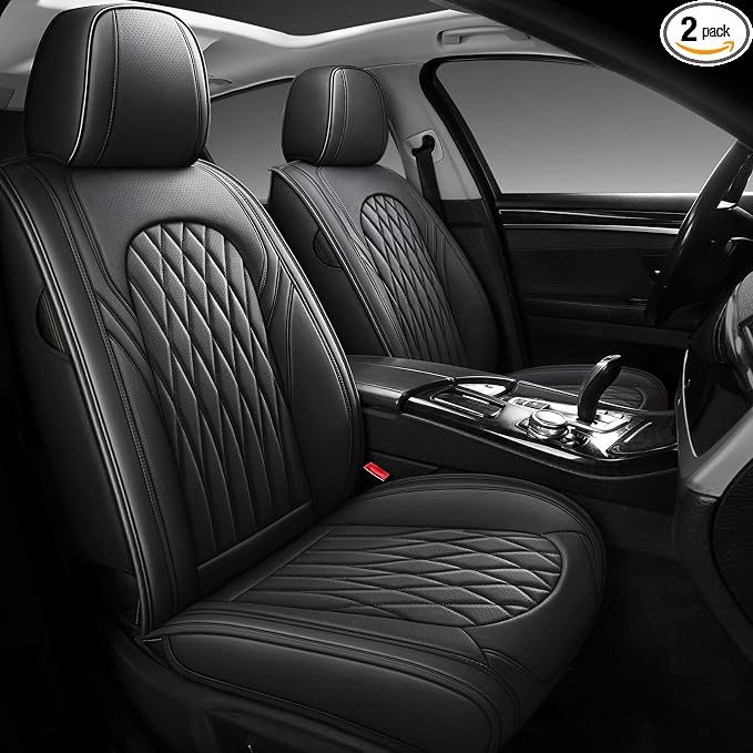WELLDO Car Seat Covers Front Seats, Leather Seat Covers by WELLDO