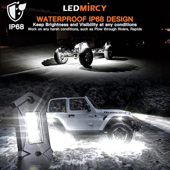 White Rock Lights, LEDMIRCY R3 Pure White LED Rock Lights Kit 16PCS - Image 2