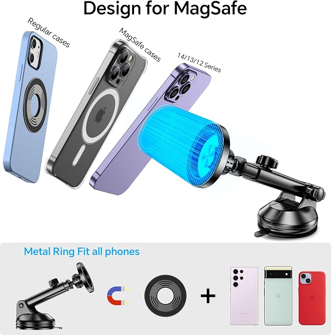 Coolpow for MagSafe Car Mount【Windshield+Vent+Dash】Magnetic Phone Holder for - Image 8