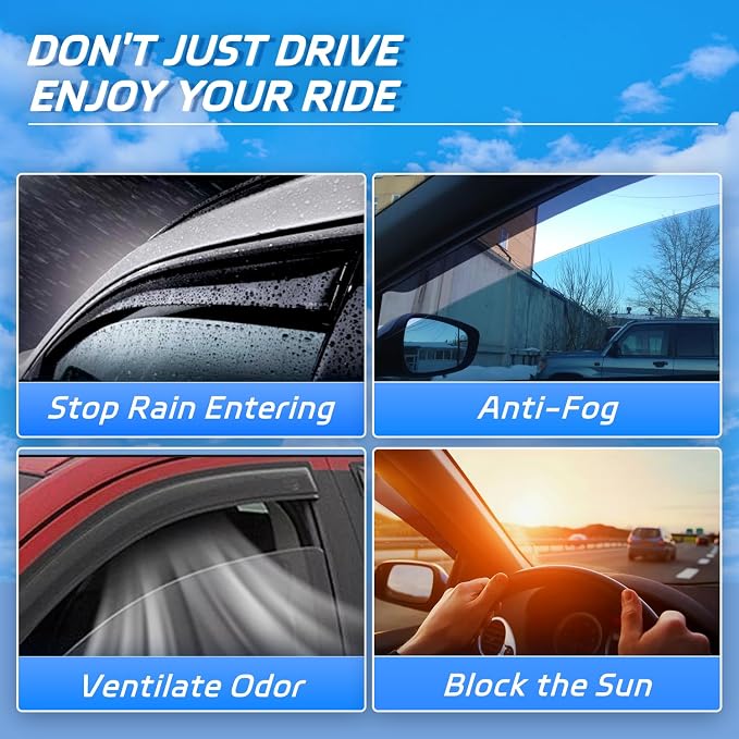 Window Rain Guards for 2018-2024 Chevrolet Equinox, Tape-on Window Visor - Image 5