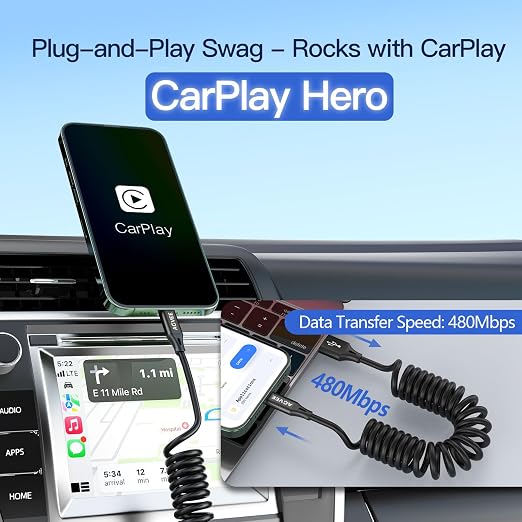 AGVEE 3ft Coiled Short USB to USB-C Charging Cable 3A Fast Charger Cord in Car - Image 4