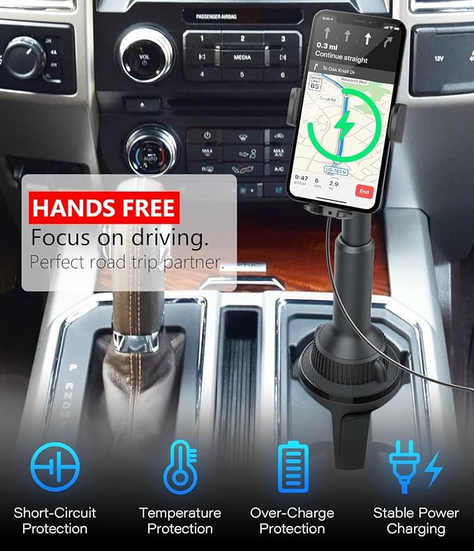 APPS2Car Car Cup Phone Holder Wireless Charger - Image 6