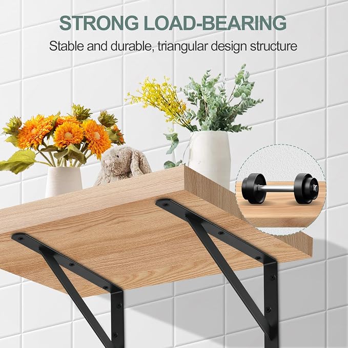16 Pack L16 x H 10" Black Heavy Duty Shelf Brackets - Image 3