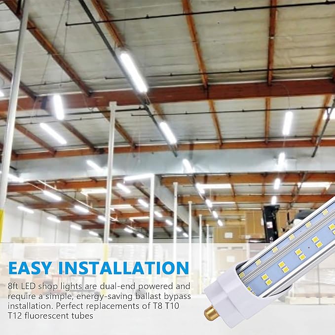 (Pack of 10 8 Foot LED Bulbs, 150W 18800lm 6000K, Super Bright, T8 T10 T12 LED - Image 2