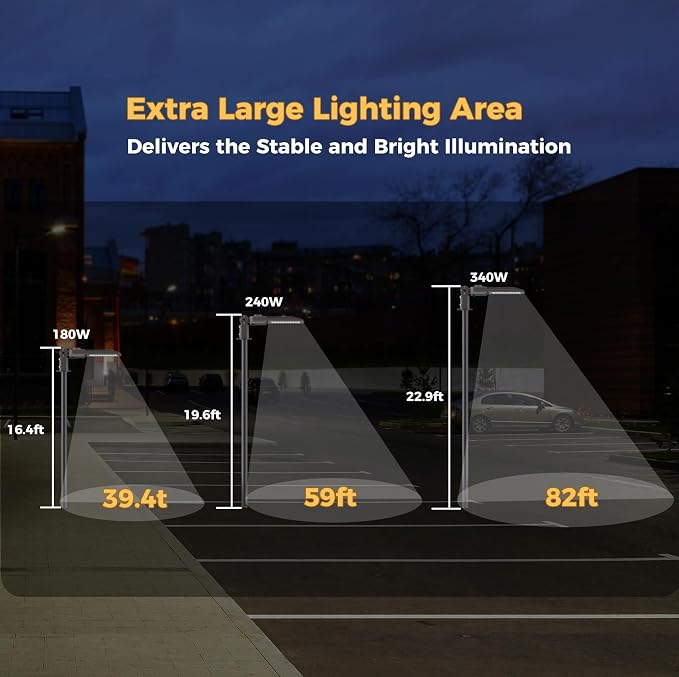 LED Parking lot Lights 240W Commercial Area Oudoor Lighting 43200LM Dusk to - Image 5