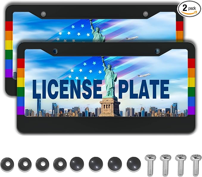 License Plate Frames Rainbow Automotive Exterior Accessories Gay Rainbow Strip by Unknown