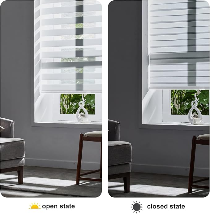 Persilux Zebra Blinds for Windows, Cordless Roller Blinds Light Filtering Sheer - Image 5
