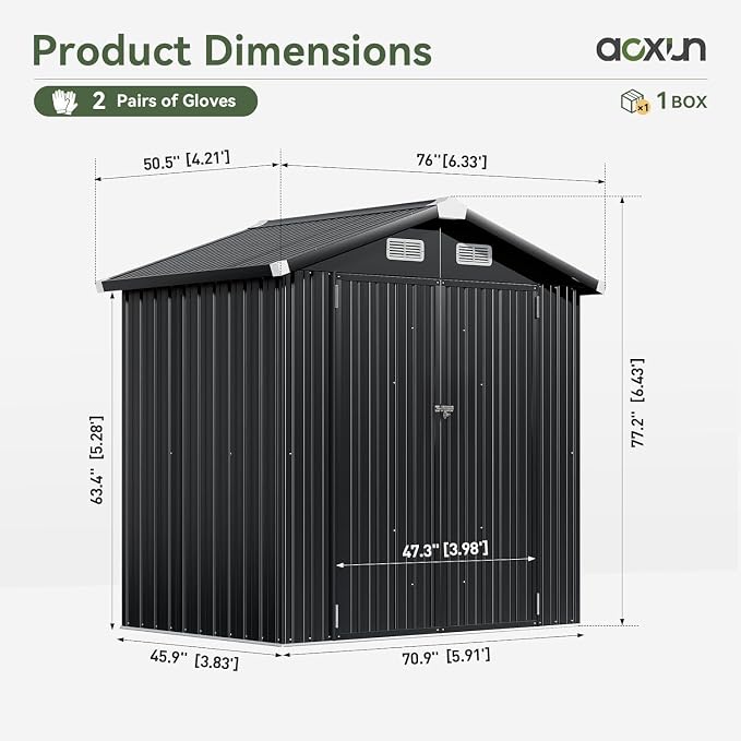 Aoxun 6.2x4 FT Shed Outdoor Galvanized Storage Shed - Image 7