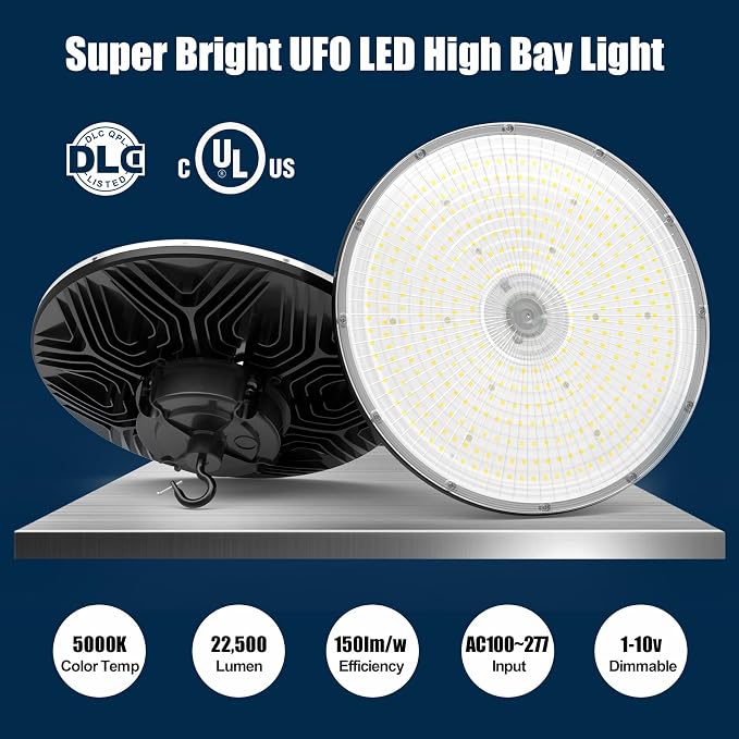 BBESTLED 150W LED UFO Baylight 21000 Lumens IP65 Waterproof Dimmable LED Work - Image 2