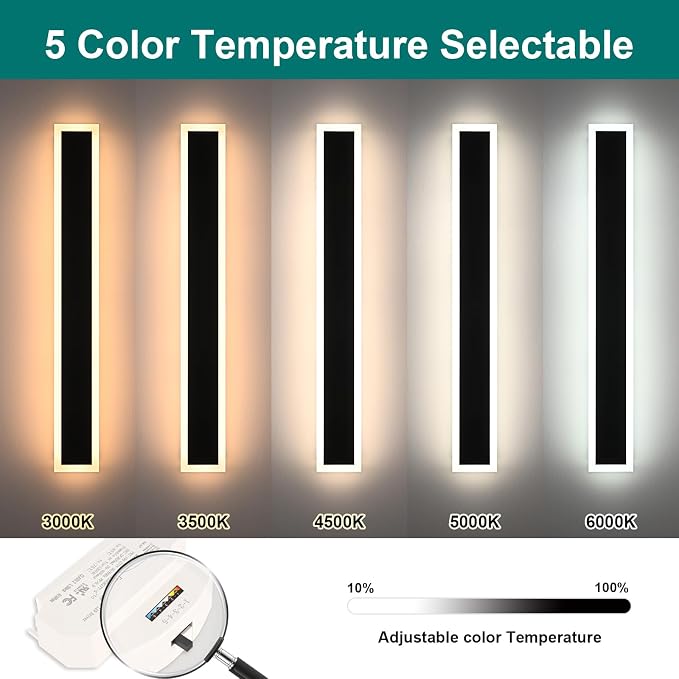 2 Pack Outdoor Wall Light for Porch, 32 inch Modern Led Long Wall Lights Fixture - Image 5