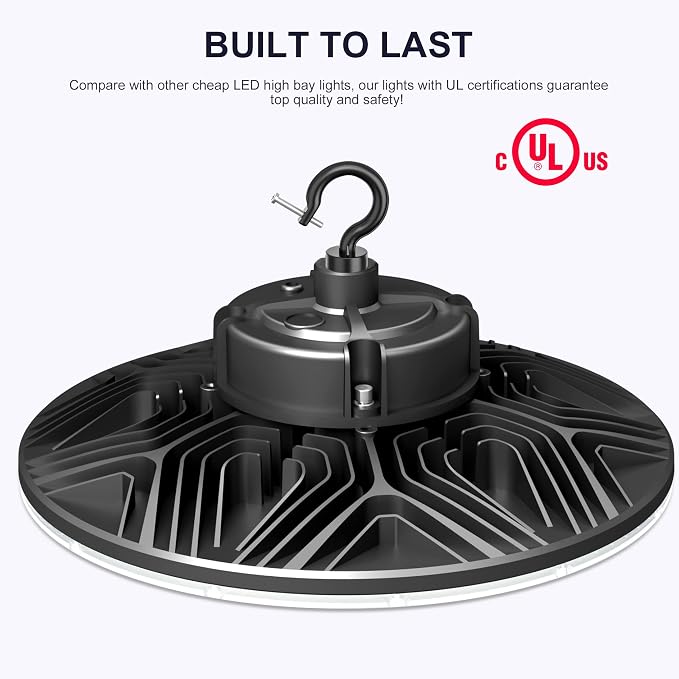 150W UFO-LED-High-Bay-Light, UL & DLC Listed 5000K Daylight 21000LM, 0-10V - Image 6
