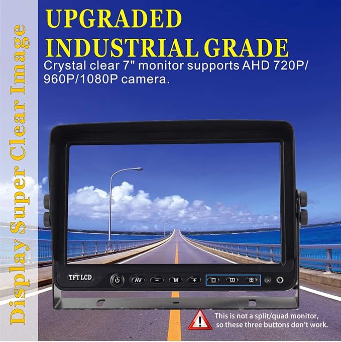 AHD 1080P 7" Reverse Rear View Backup Dual Camera System, Two Cameras - Image 2