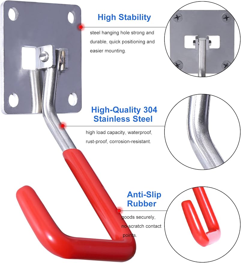 HAISHINE Stainless Steel Heavy-Duty Adjustable Wall Storage Hooks - Image 4