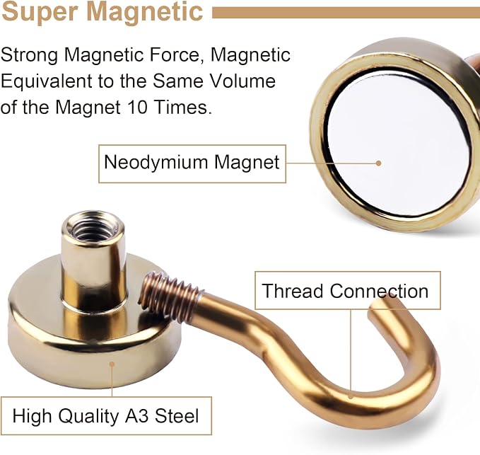 DIYMAG Magnetic Hooks, 30Lbs Strong Heavy Duty Cruise S-Hooks - Image 2