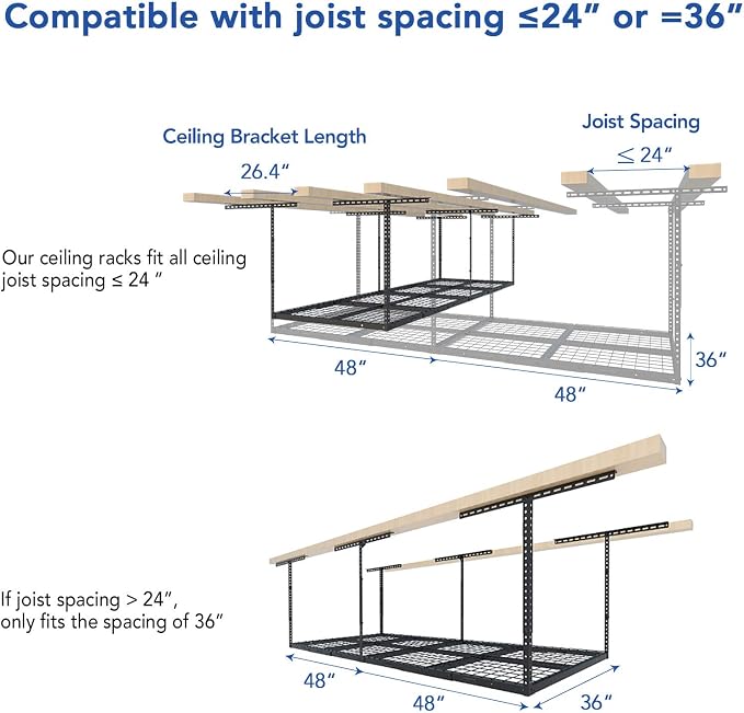 FLEXIMOUNTS 3x8 Overhead Garage Storage Rack, Adjustable Storage Organization - Image 3