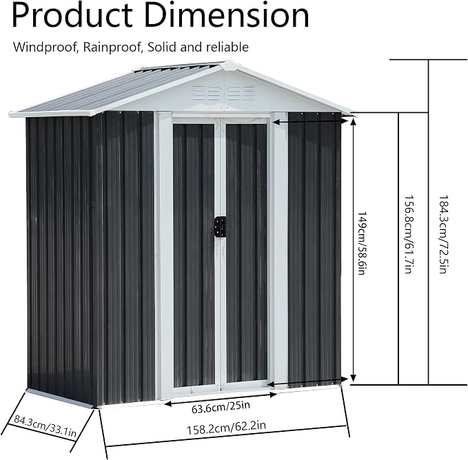 5X3 FT Outdoor Storage Shed - Image 4
