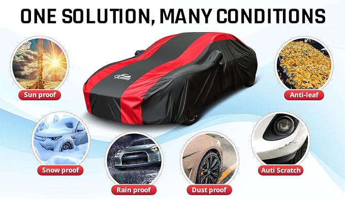 Waterproof Car Cover with Red Stripe Design, Outdoor/Indoor Car Cover - Image 5