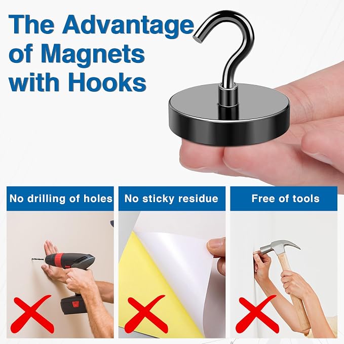 LOVIMAG Magnetic Hooks, 110LBS Strong Magnetic Hooks Heavy Duty - Image 5