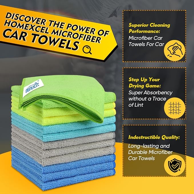 HOMEXCEL Microfiber Cleaning Cloth 6 Pack, 12.5 x 12.5 Inch Microfiber Towels - Image 2