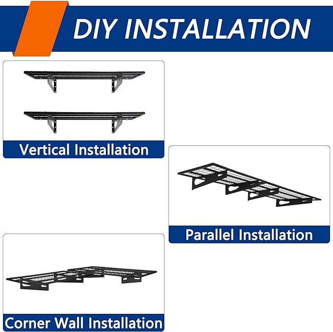 2-Pack 1.5x3FT Garage Shelving 17.7-inch-by-35.8-inch Wall Shelf Garage Storage - Image 6