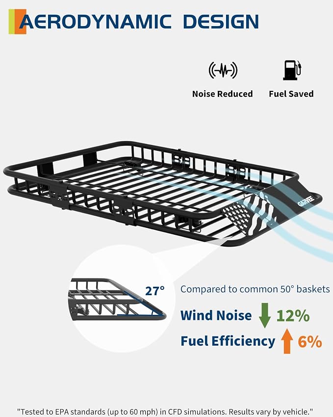 51" x 36" Universal Roof Rack Carrier Basket, 200 Lbs Capacity Car Cargo Rack - Image 4