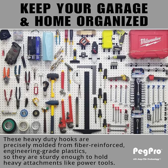 PegPro® 2" Hooks Kit for Standard “Wood Fiber” pegboard – Durable Plastic - Image 2
