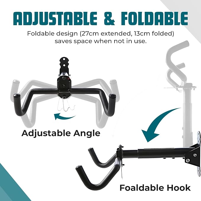 Bike Wall Mount, 1 Pack Bike Hanger, Foldable Bicycle Storage Horizontal Rack - Image 2